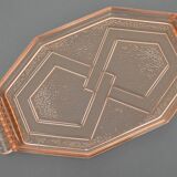 Plateau art deco en verre rose