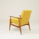Fauteuil vintage jaune velours côtelé Scandinavian design by H.Lis