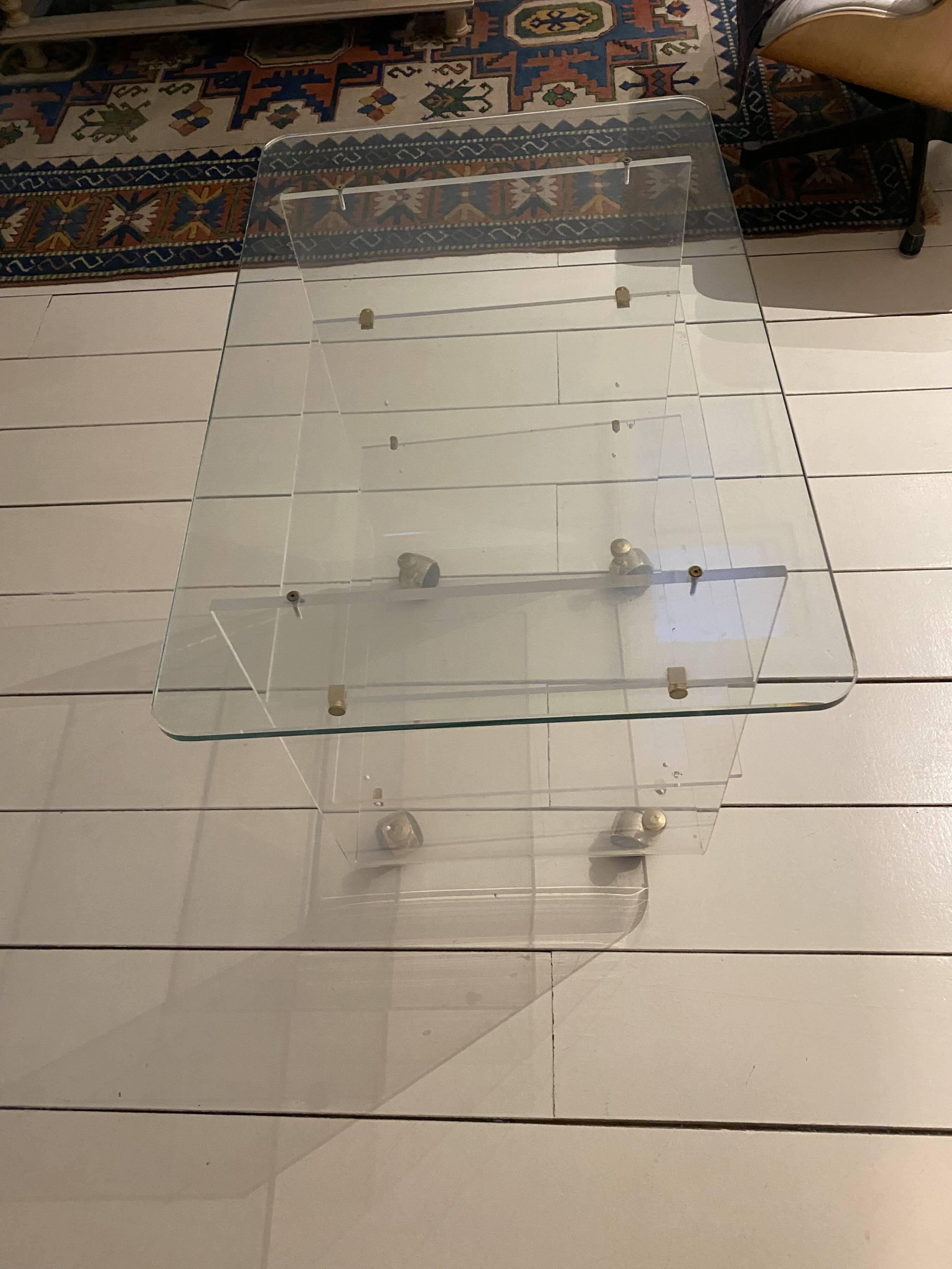 David Lange Plexiglas and Glass 4-Tier Vintage Serving Trolley