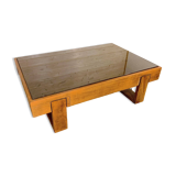 Rosewood coffee table, with black glass top, Brazil 1970