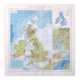 Vintage map of Great Britain and Ireland 43x43cm from 1950.