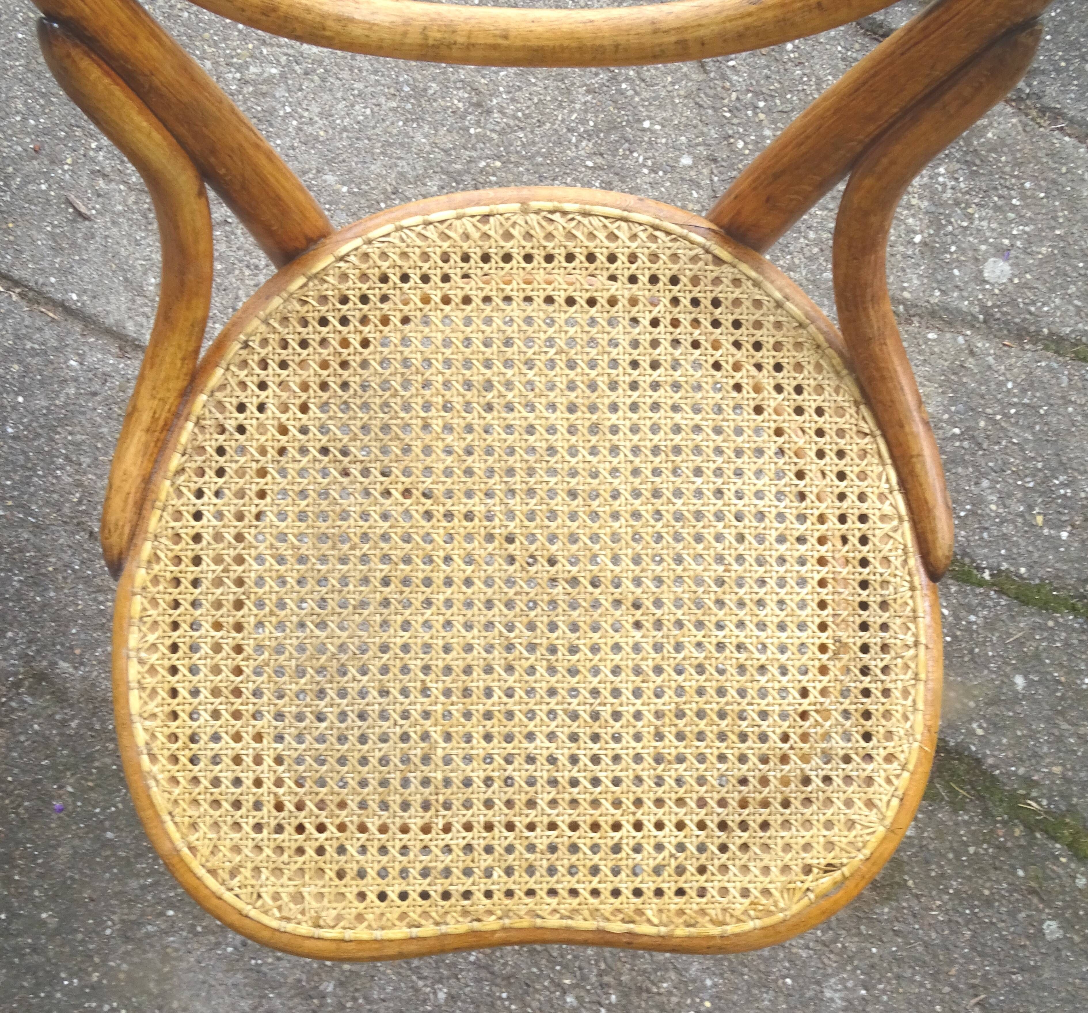 Lot of 2 chairs canne bistro heart Thonet no.28 circa 1890