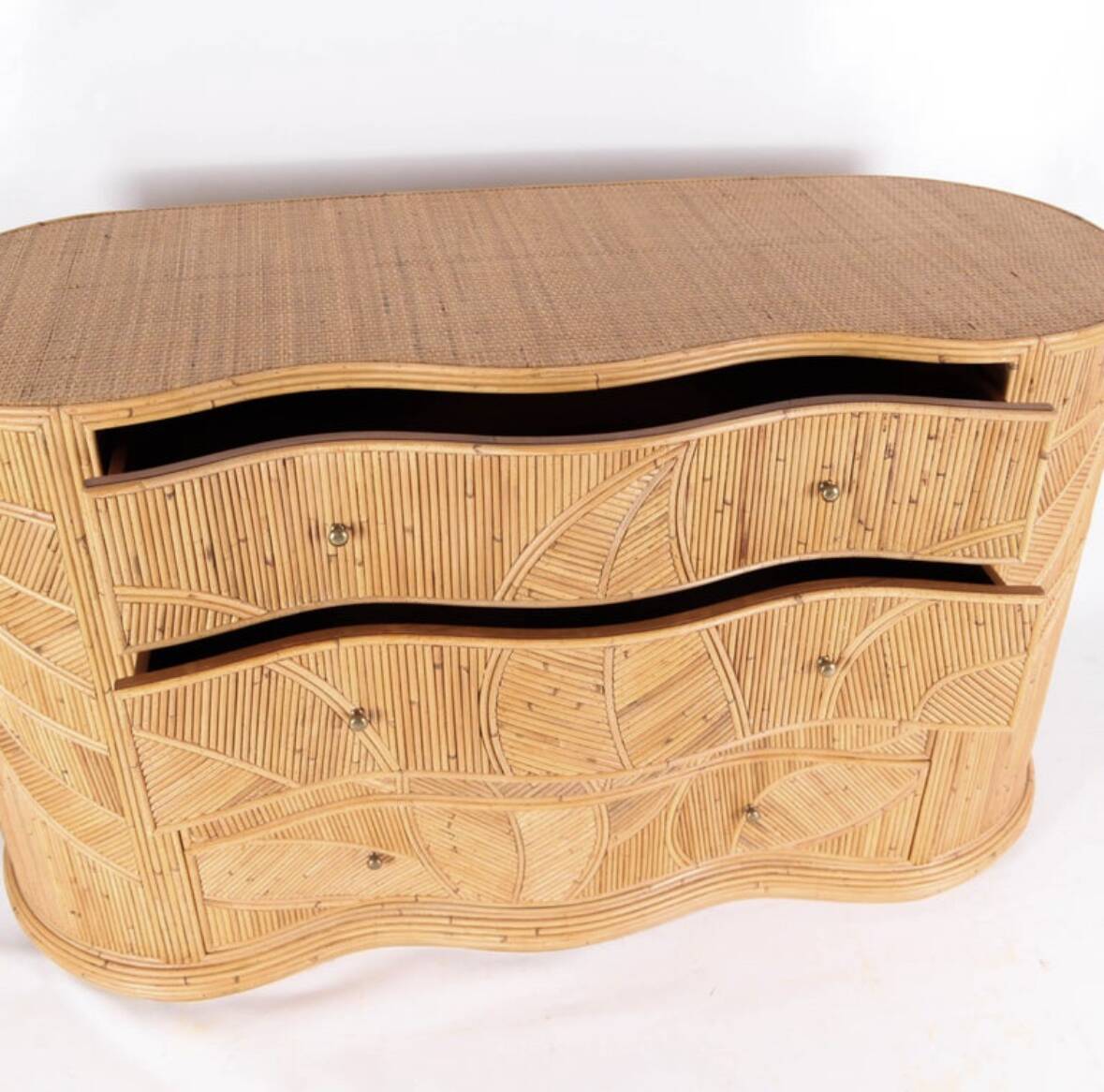 Rattan “leaf” chest of drawers