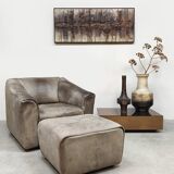 Vintage leather DS47 armchair ottoman De Sede