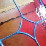 Pair of vintage stained glass and glass paste wall lights.