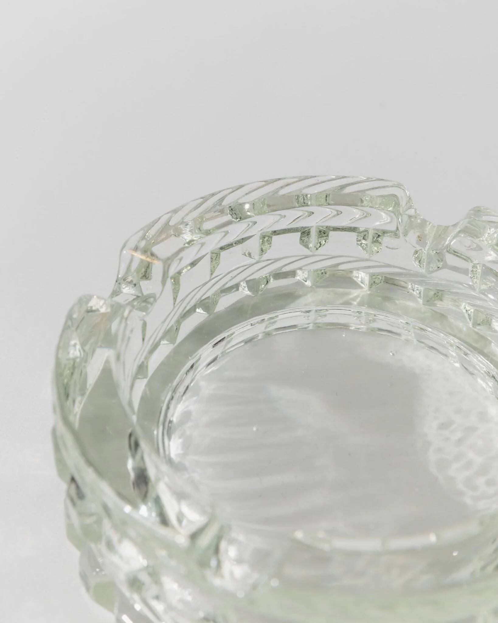 Vintage Murano Glass Ashtray, Pale Green Seafoam Clear Glass, 1950s Italian Mid-Century Glass Décor