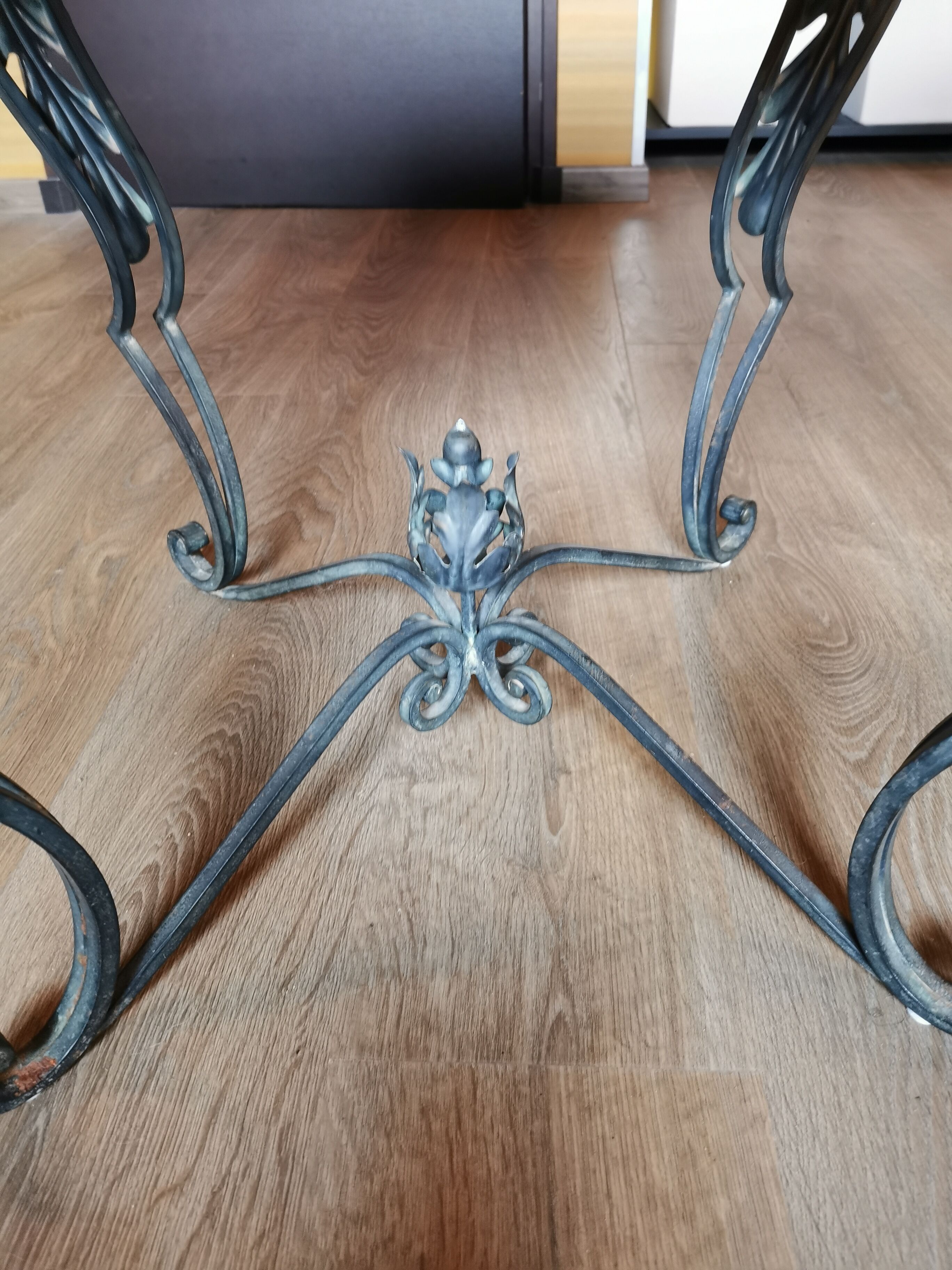 Art deco wrought iron and marble coffee table 40s