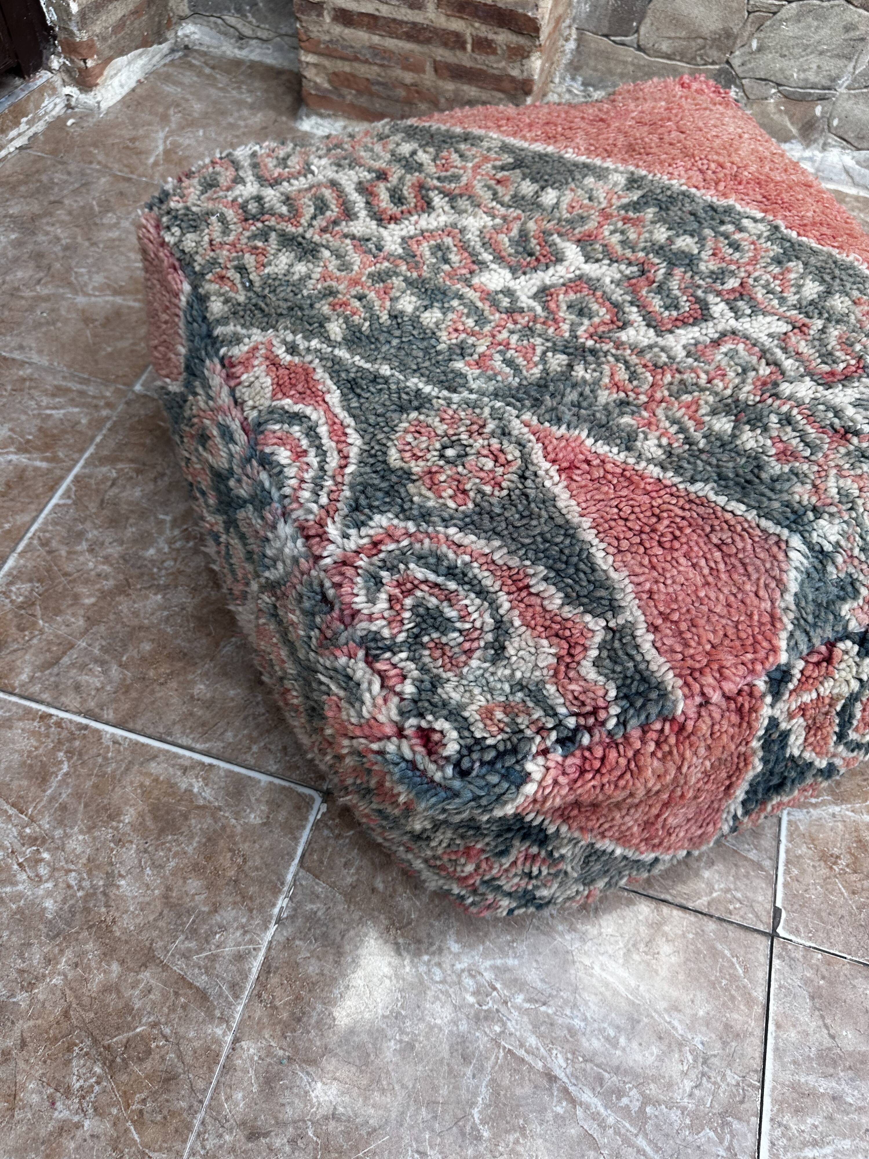 Handmade Berber Kilim pouf, floor cushion
