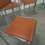 Skai bauhaus chromen Italiaanse buisframe stapelbare stoel