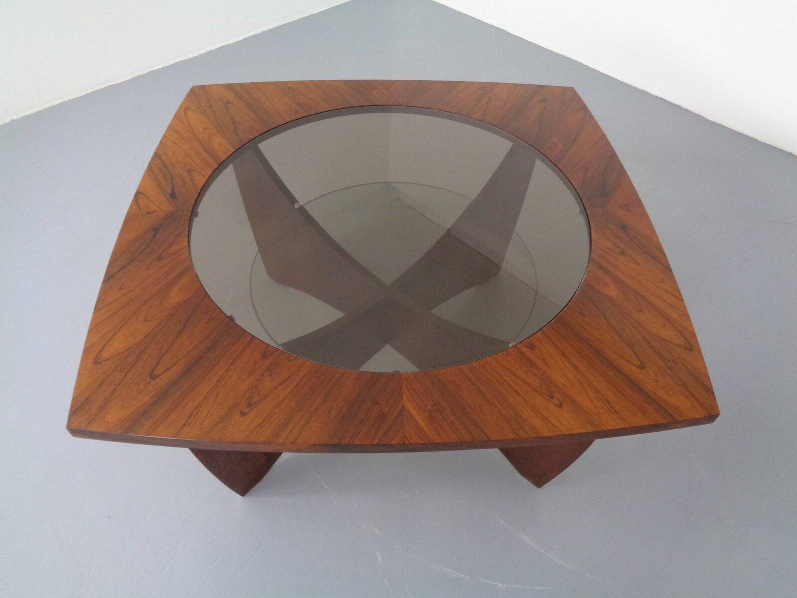 Vintage rosewood and glass coffee table, Denmark, 1960s