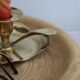 Golden brass candle holder