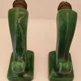 Pair of art deco sconces in emerald green ceramic