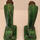 Pair of art deco sconces in emerald green ceramic
