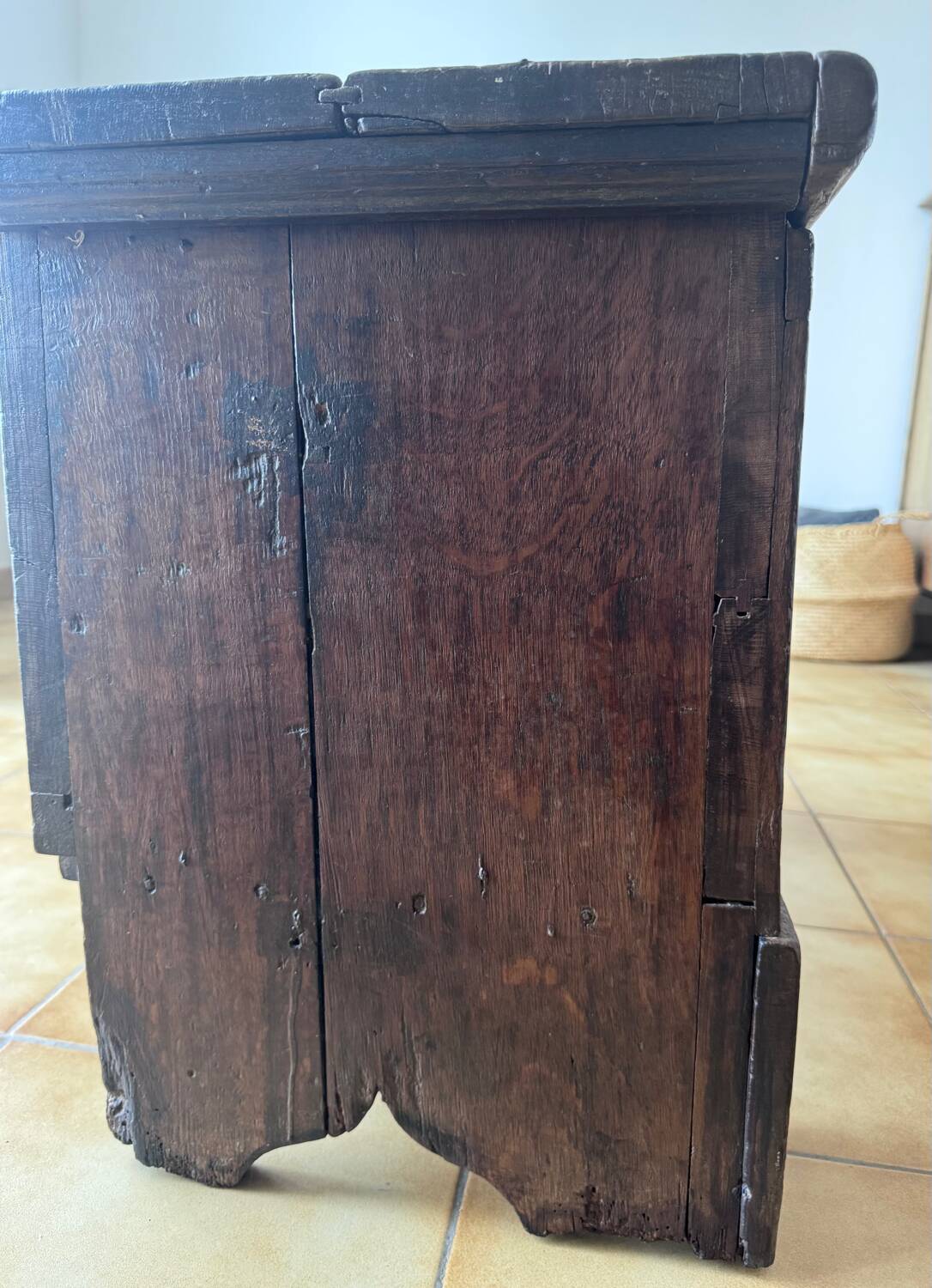 Rustic antique chest made of solid wood