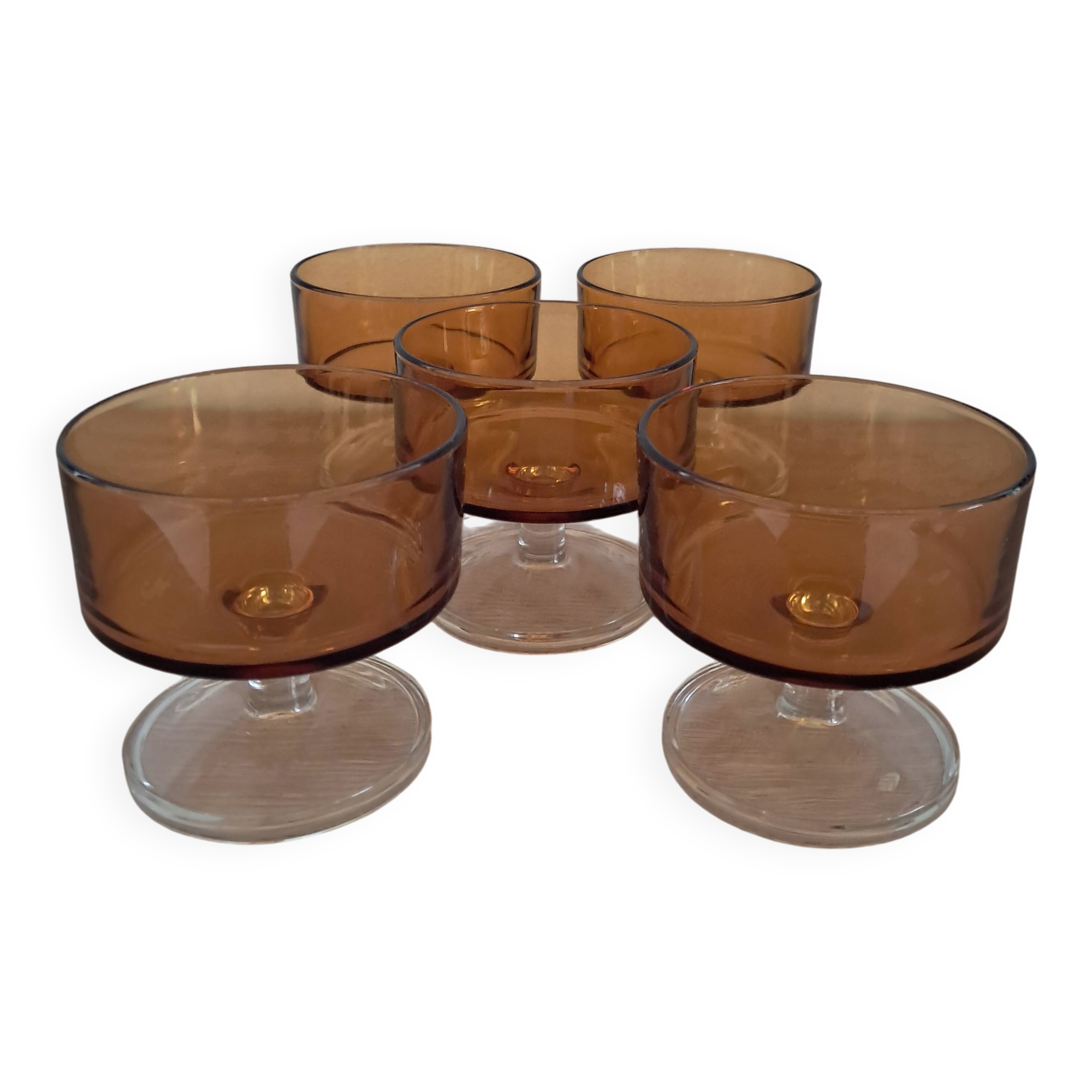 5 amber Luminarc goblets from the 1980s
