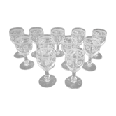 Set of 11 old glasses engraved