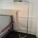 Minimalist chrome reading light / light fixture from 1970 by Christian Liaigre - Vintage height-adjustable floor lamp