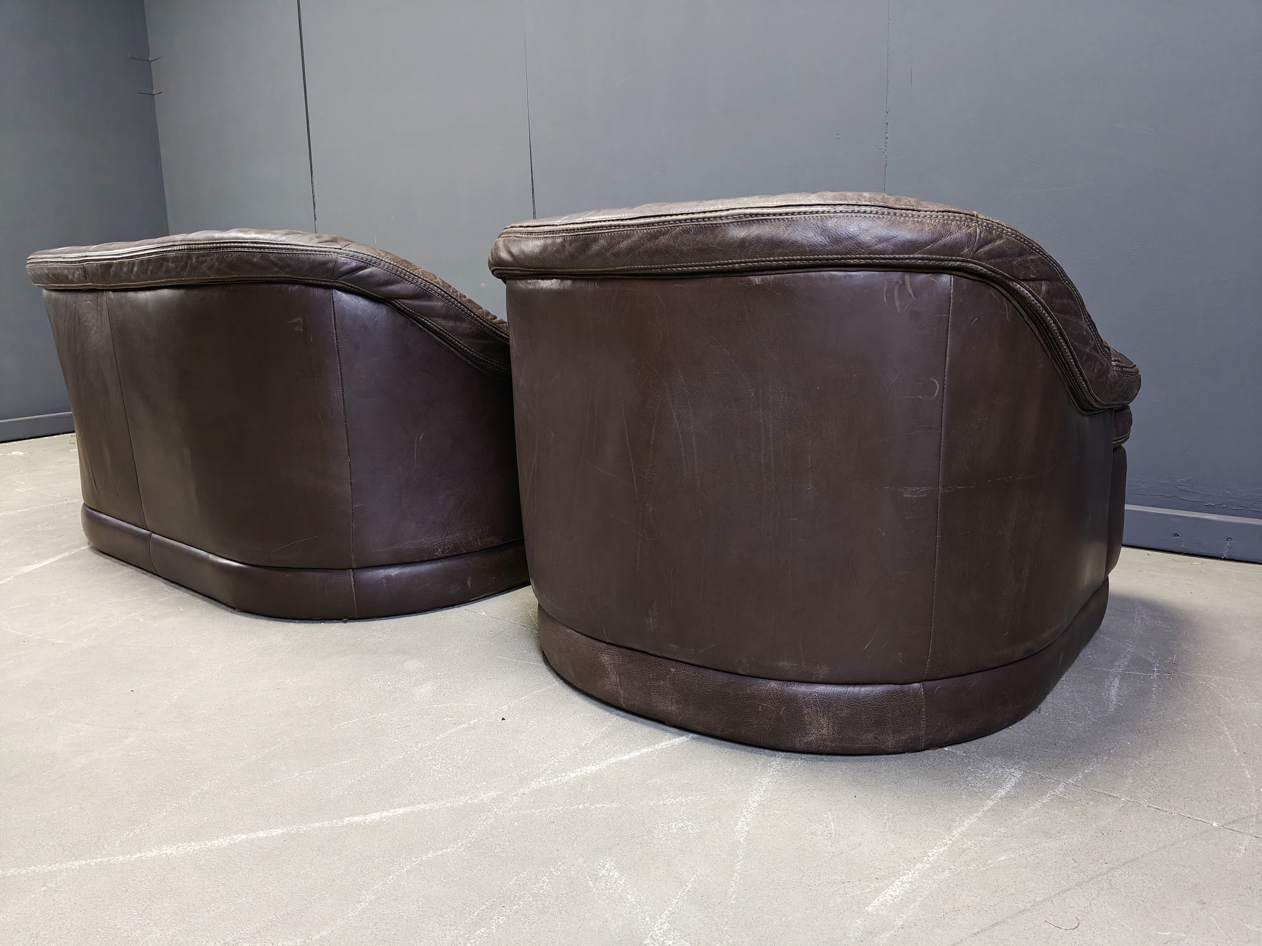 Vintage leather sofa set, 1970s
