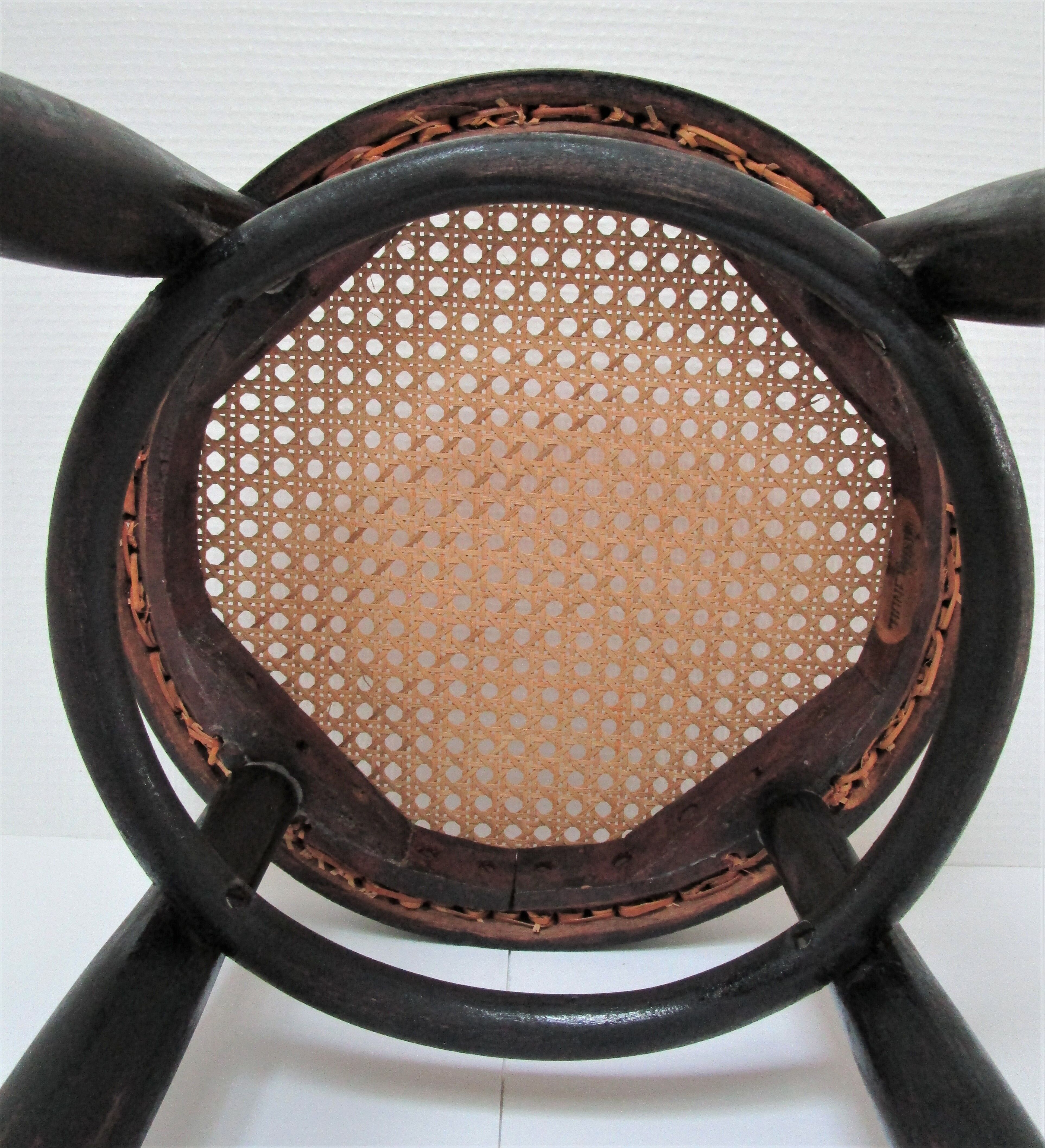 Black skated Thonet stool stamped