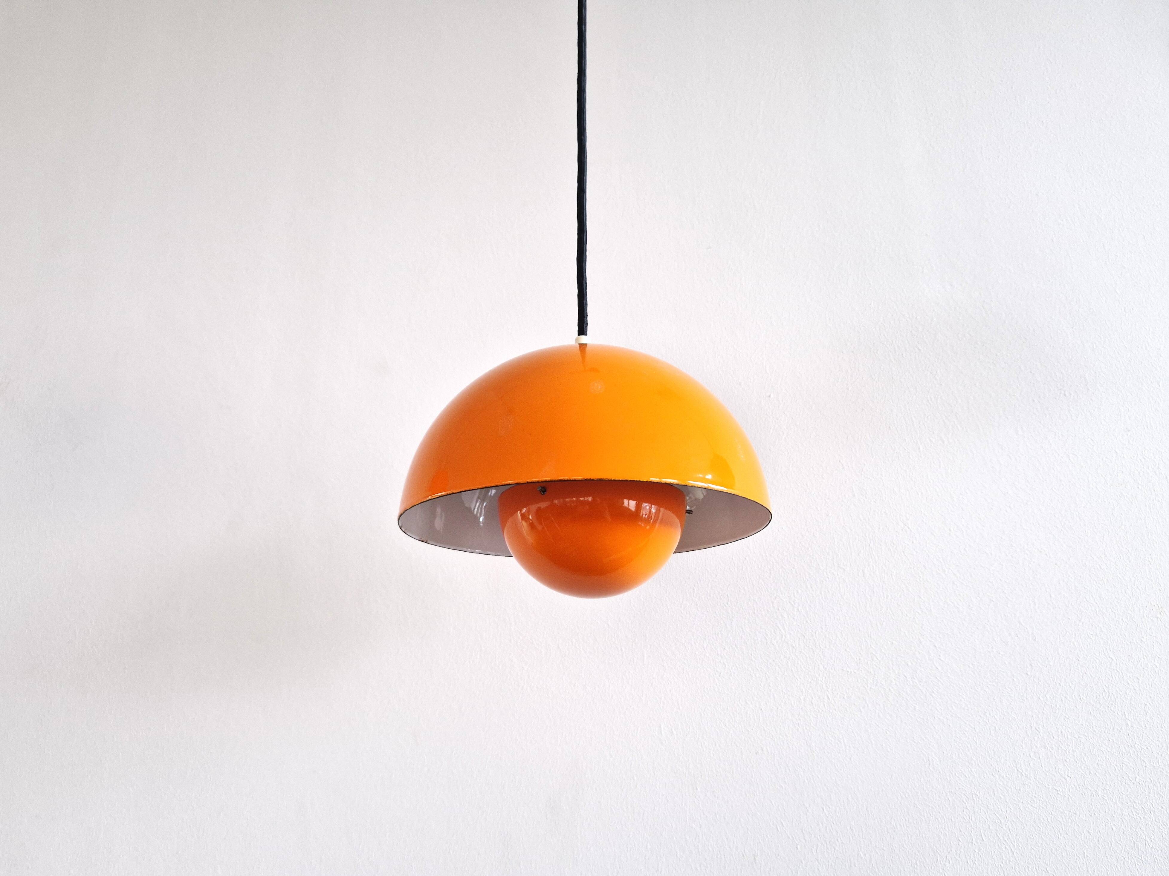 Orange Flowerpot pendant lamp by Verner Panton for Louis Poulsen, Denmark 1
