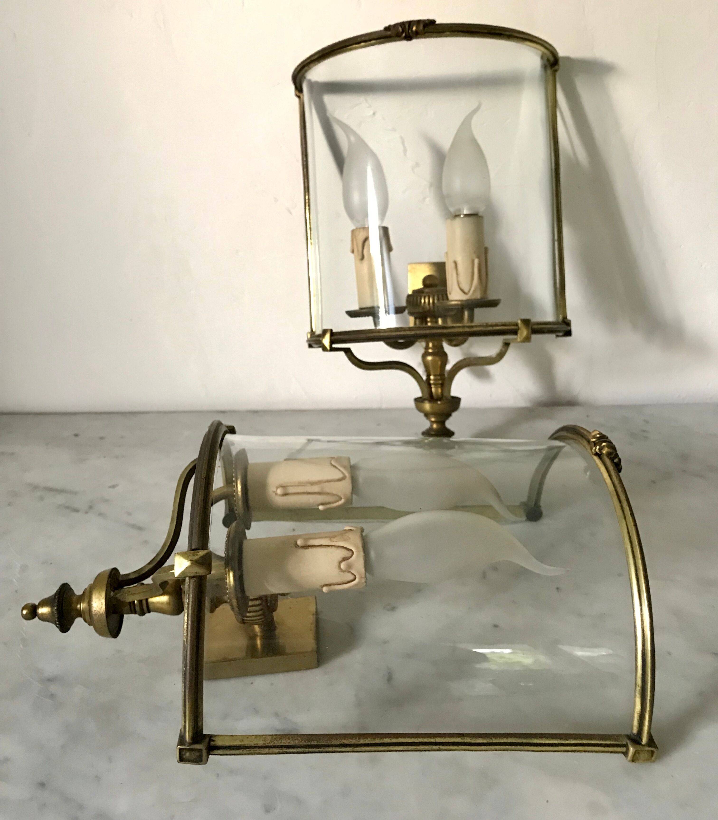 Pair of brass wall lights