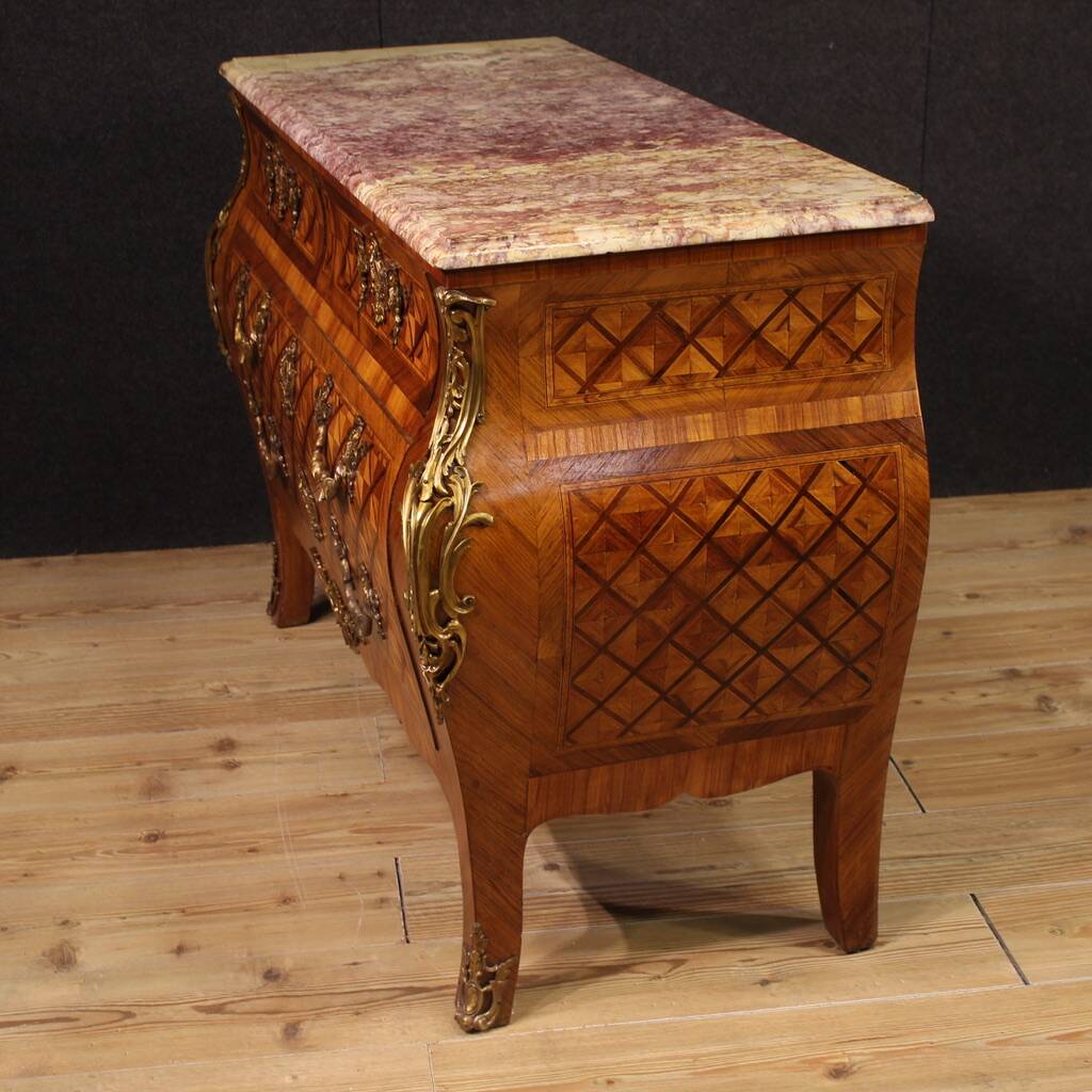 20th century French Louis XV style inlaid chest of drawers