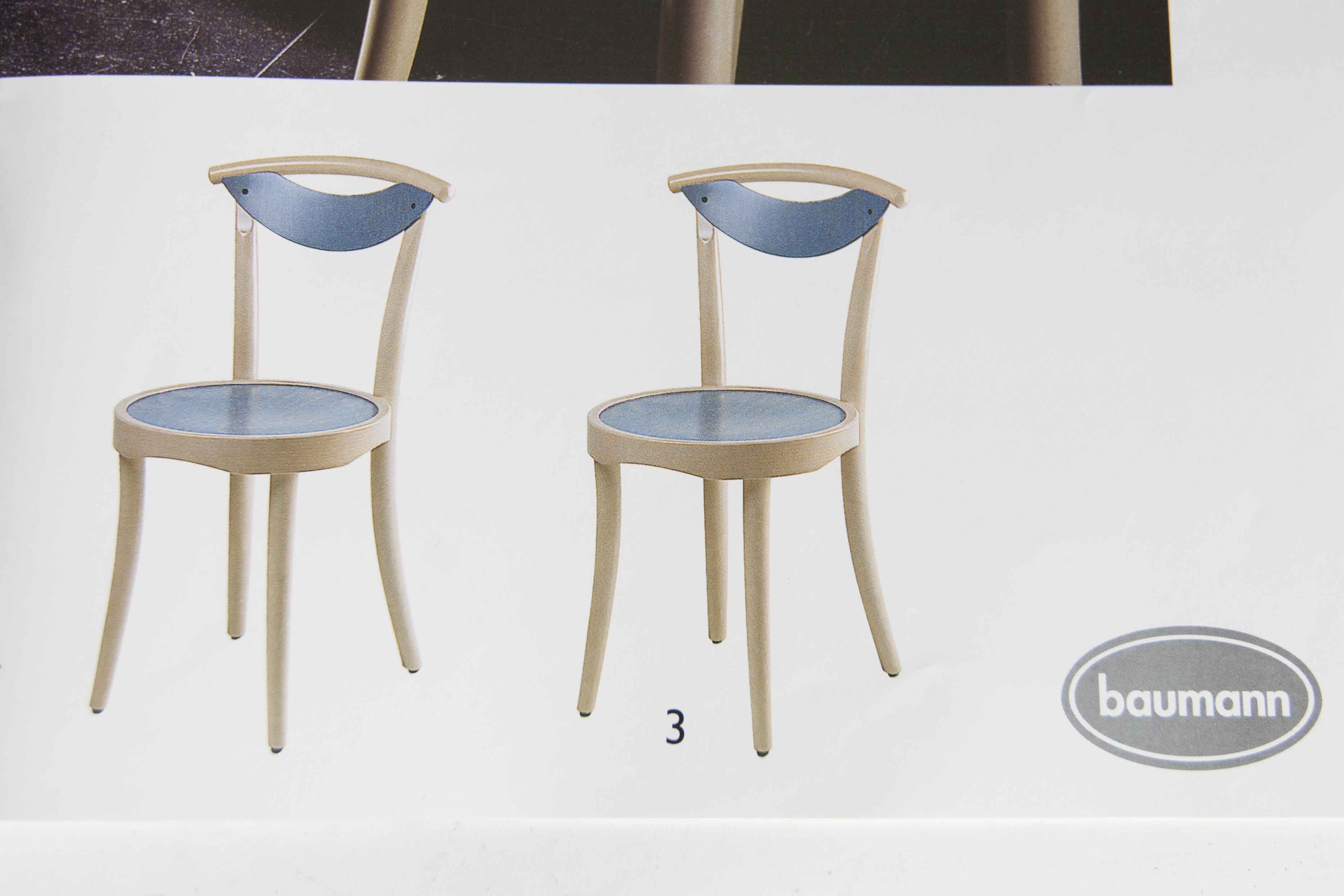 set of 4 chairs bistro Baumann model "Pollen café" design Pagnon / Pelhaître 1997