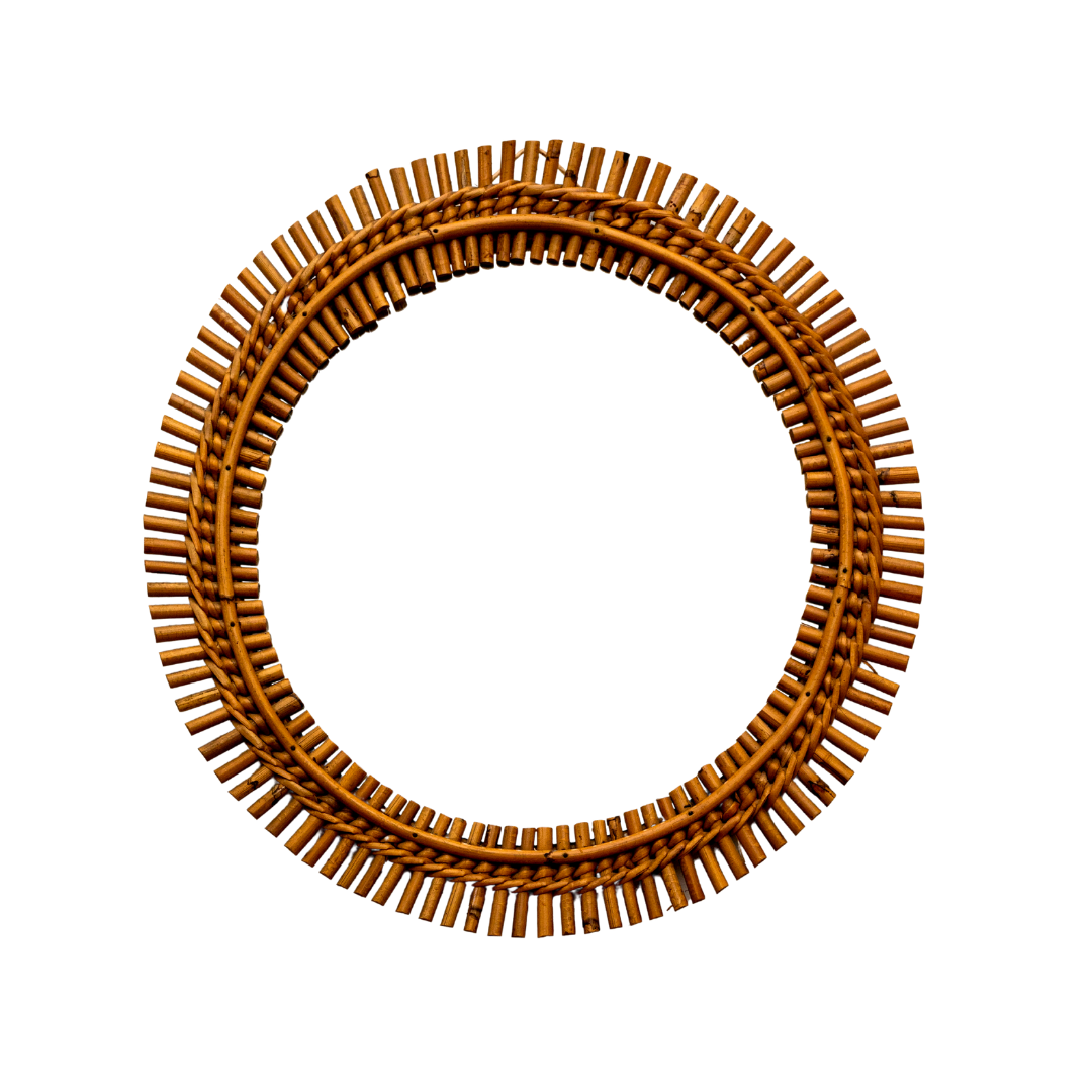 Vintage bamboo mirror 54cm