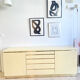 Buffet Jean-Claude Mahey in beige lacquer and brass – circa 1970