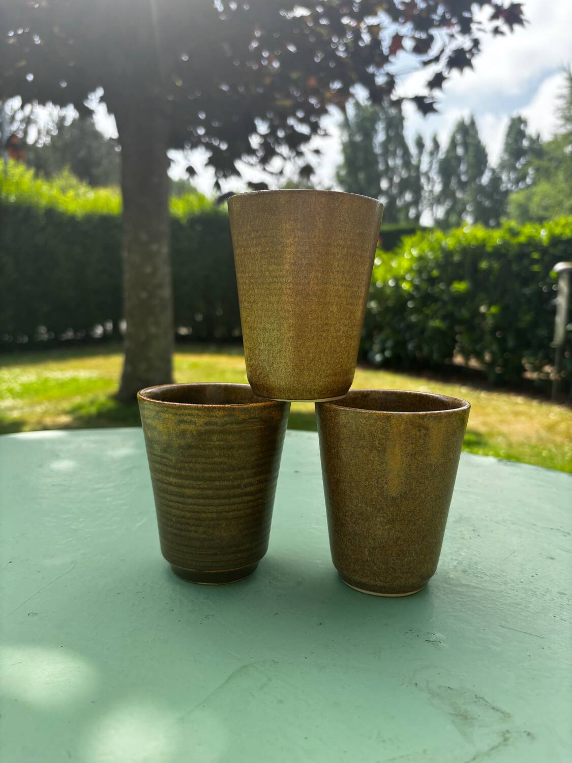 Vintage lot de 3 verres gobelets Digoin en grès