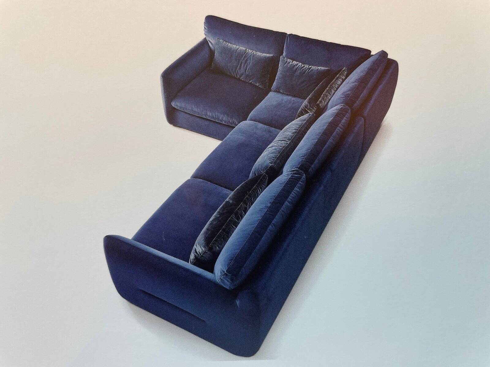 Blue Velvet Corner Sofa