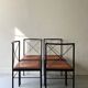 Cognac metal and leather chair, Arrben Italy design 1970