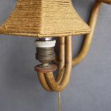 Bohemian French Bamboo Wall Lamp, 1950s