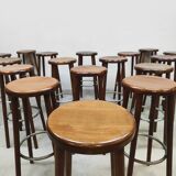 Vintage French wooden bar stools 1970s