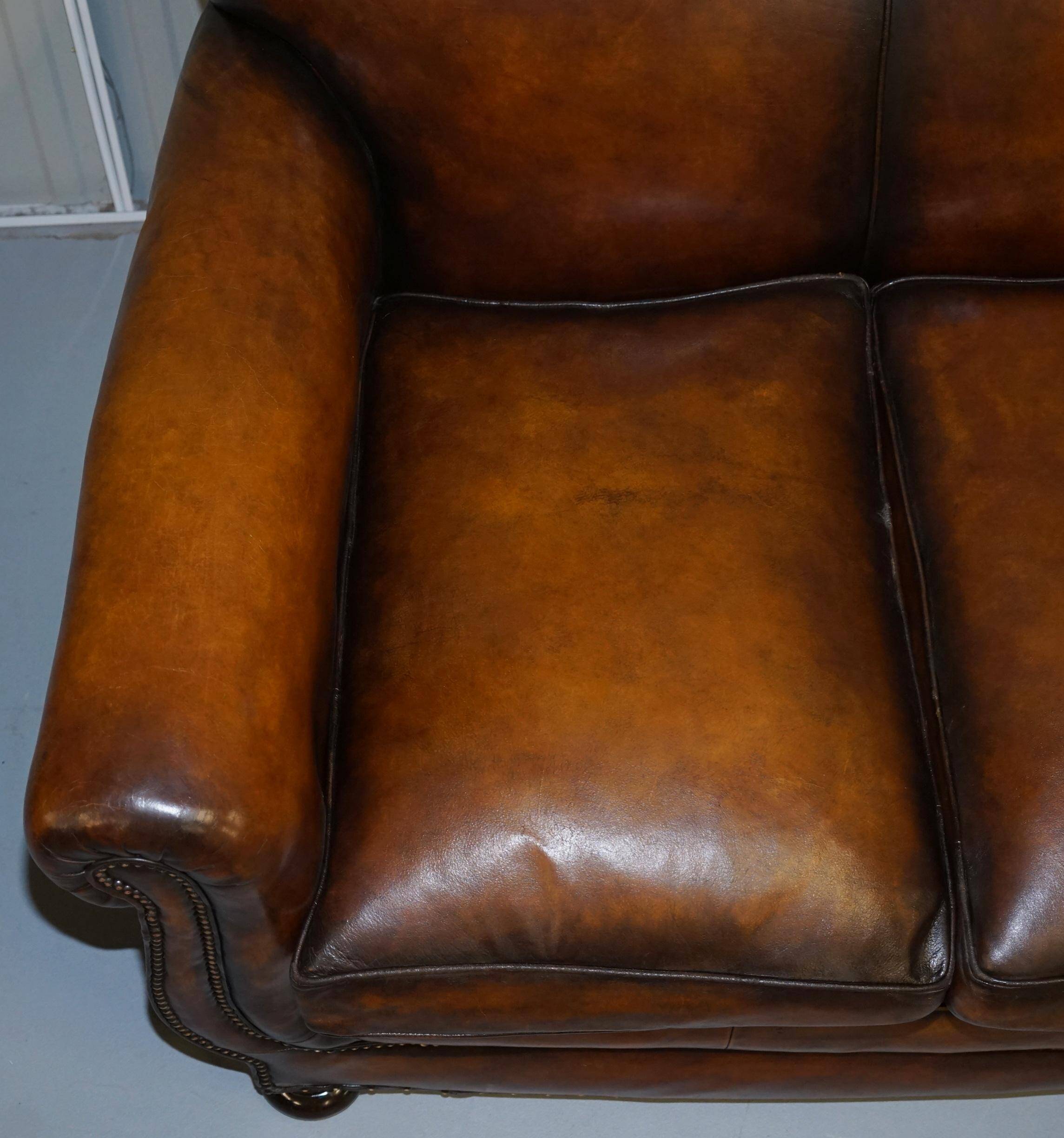 Restored vintage leather sofa from a gentleman's Victorian club.
