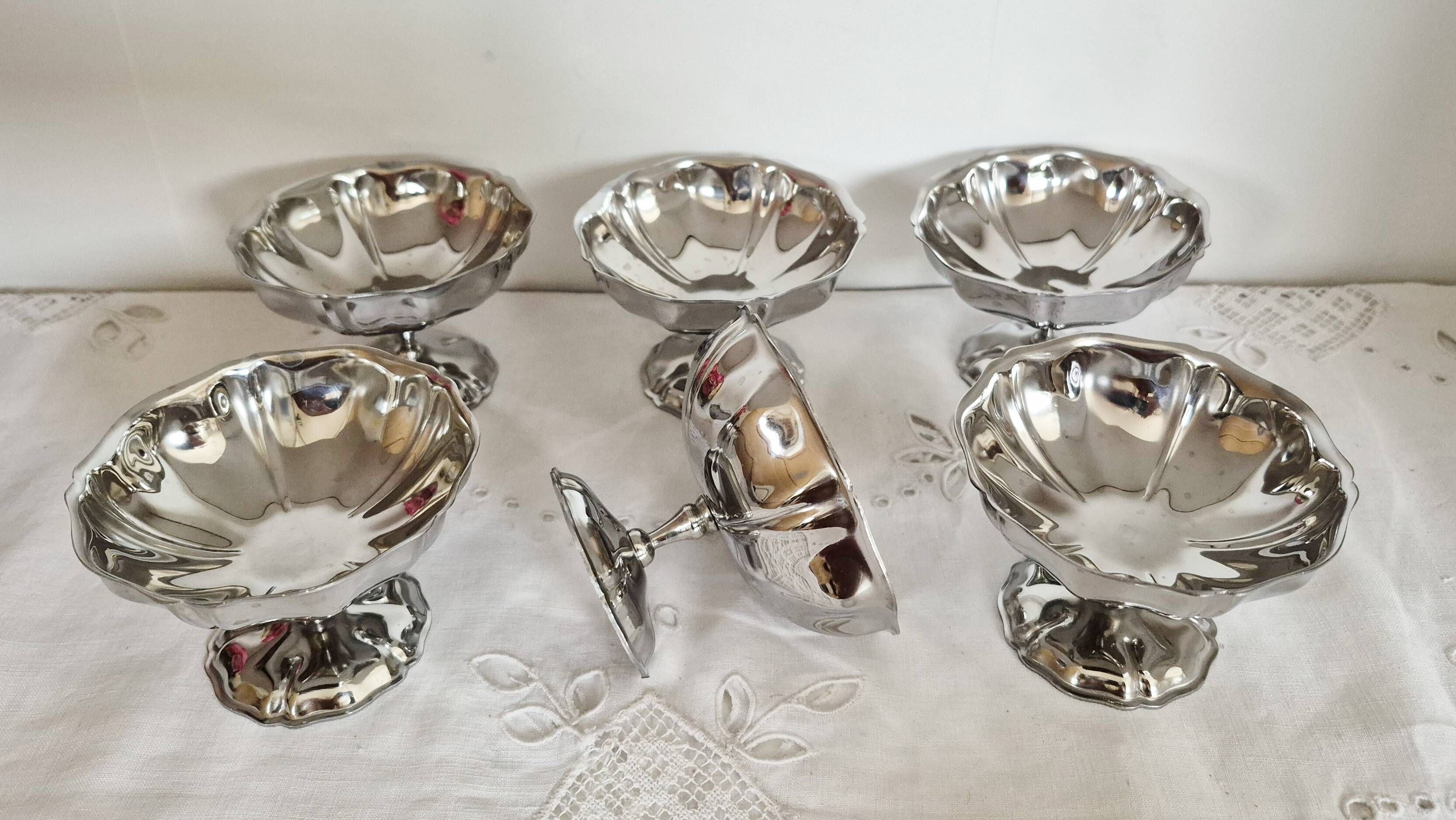 Set of 6 ice cream cups, Jean Couzon box, in 18/10 stainless steel