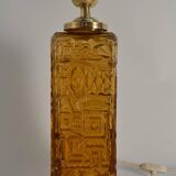 Large Amber Glass Table Lamp by Gustav Leek for Orrefors, 1960s