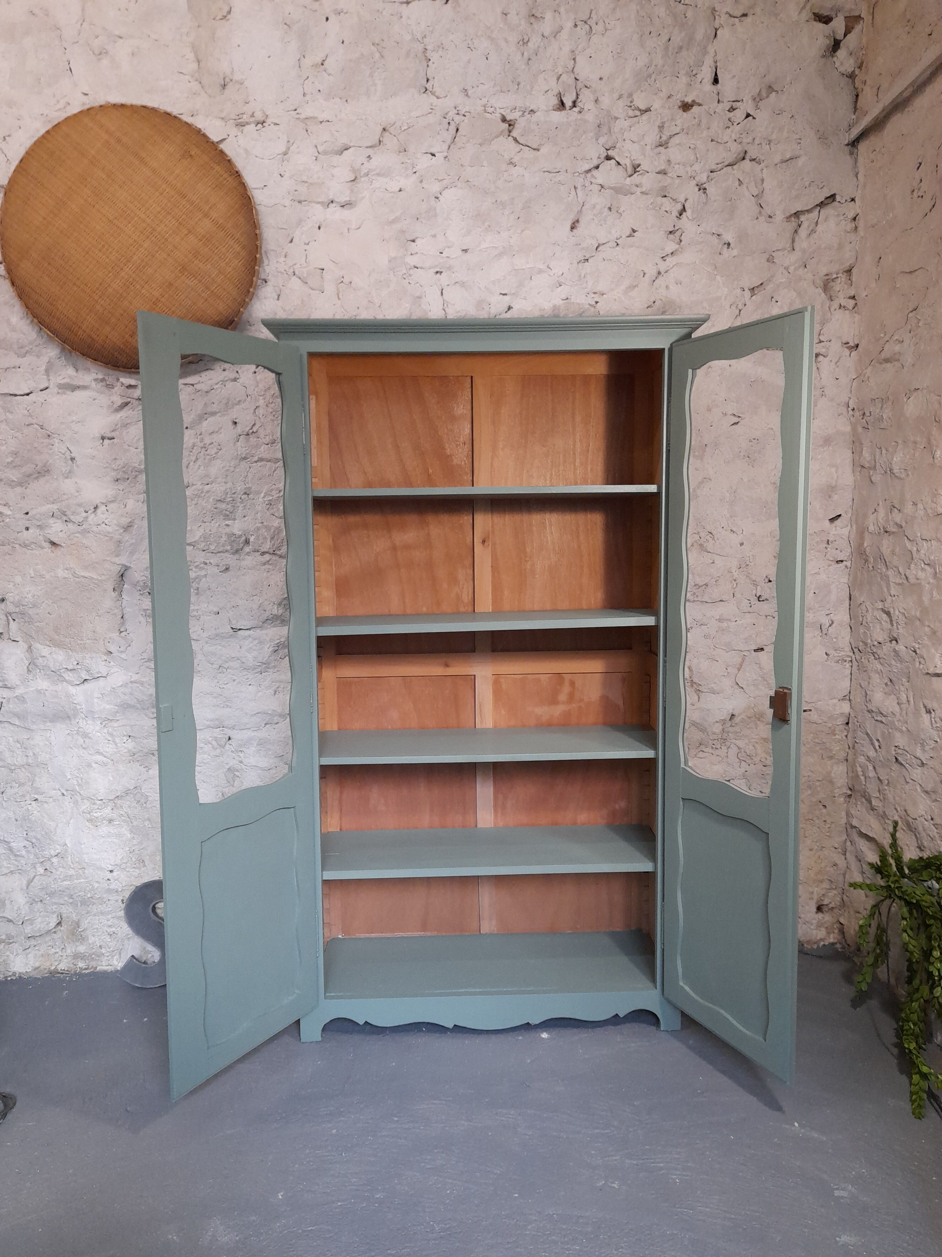 Small green glass cabinet