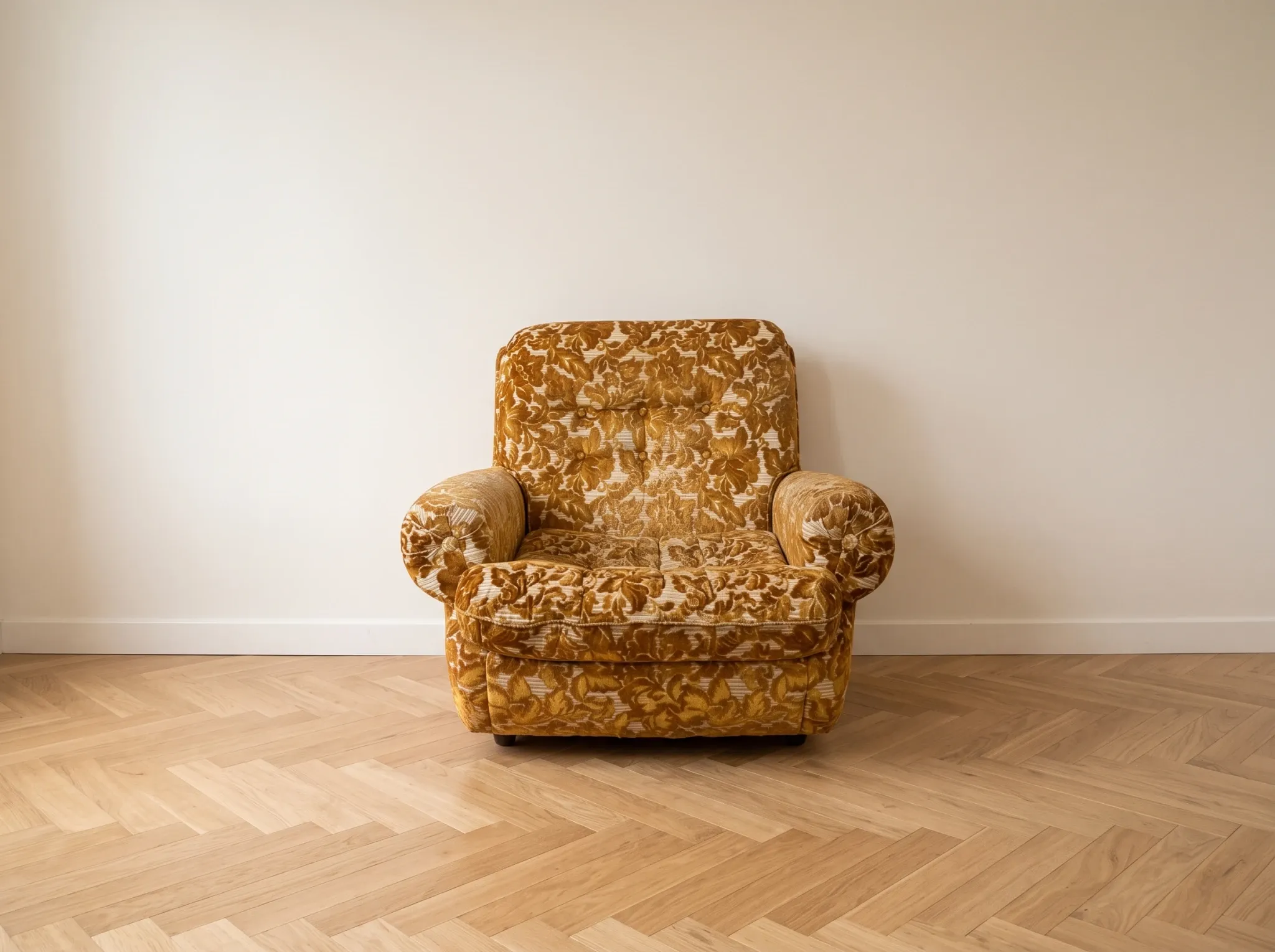 Fauteuil en velours doré, années 70