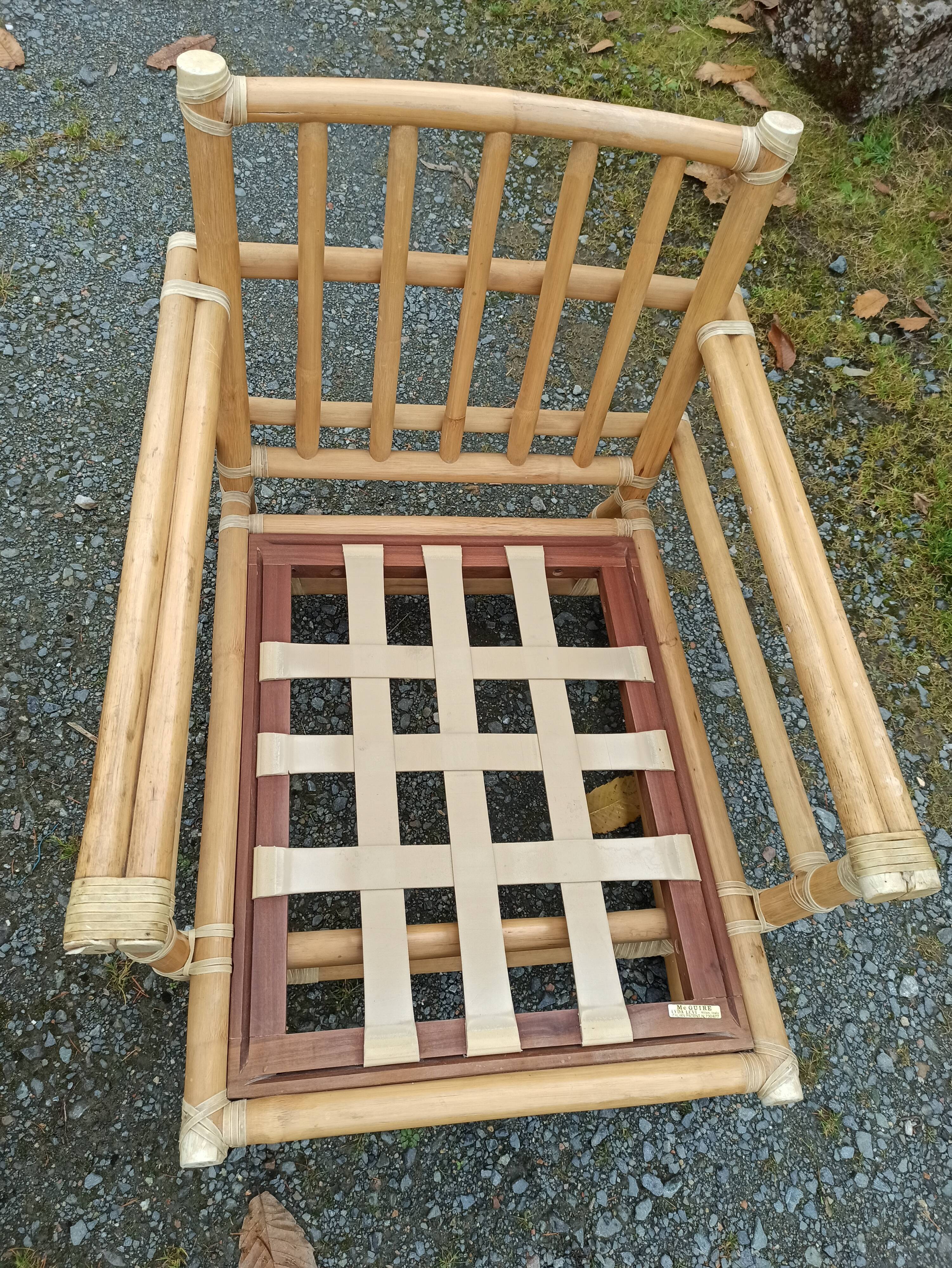 Pair of Lyda Levi armchairs for Mc Guire bamboo Italy Milan