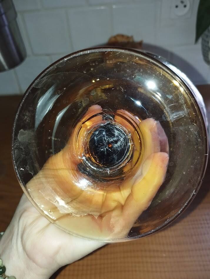 Large fruit bowl or amber blown glass sangria – 1950s/60s