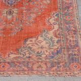 Turkish oushak large handmade red rug 194cm x 286cm living room rugs
