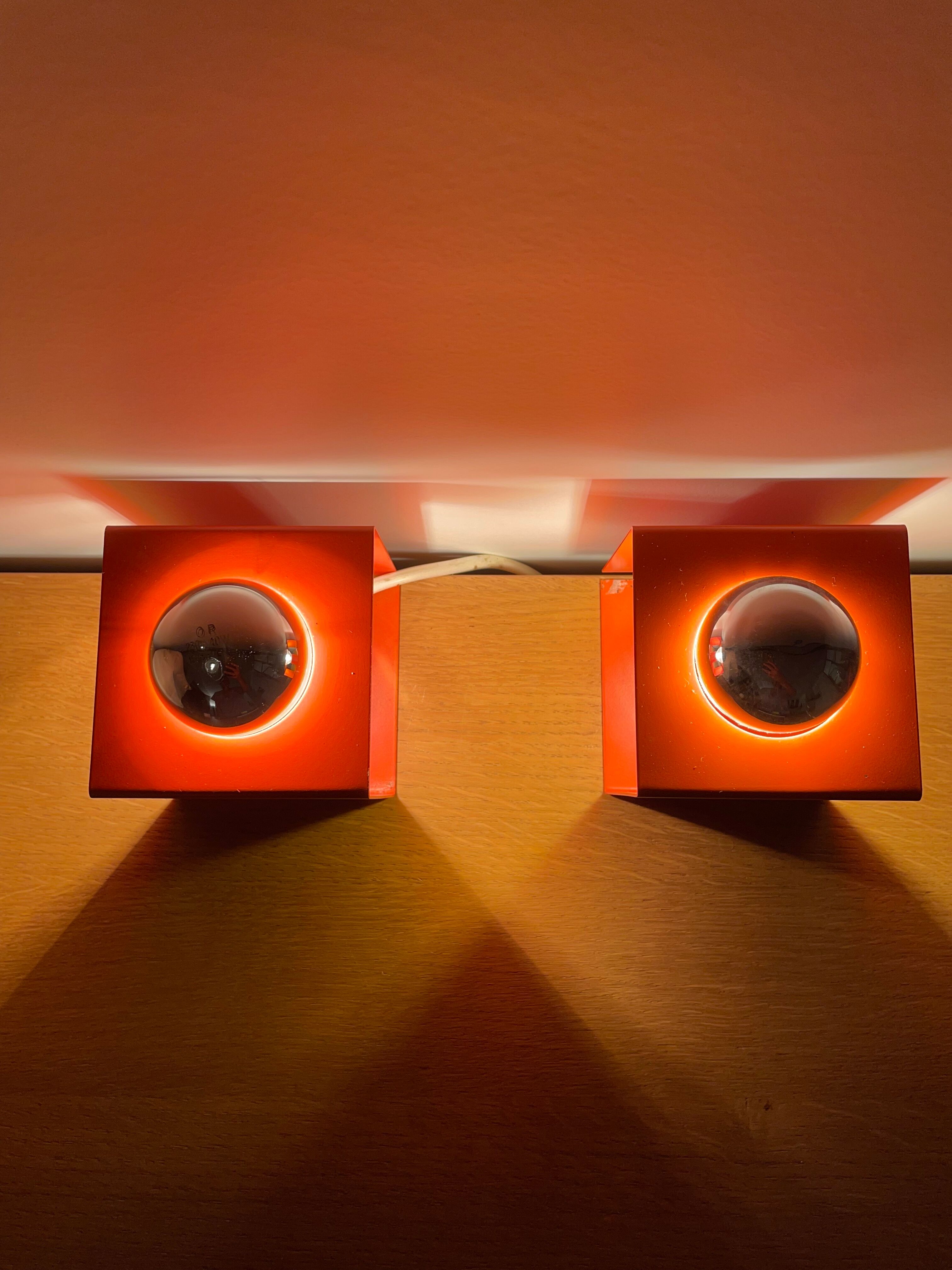 Paire de lampes Minibox à poser orange Philips vintage