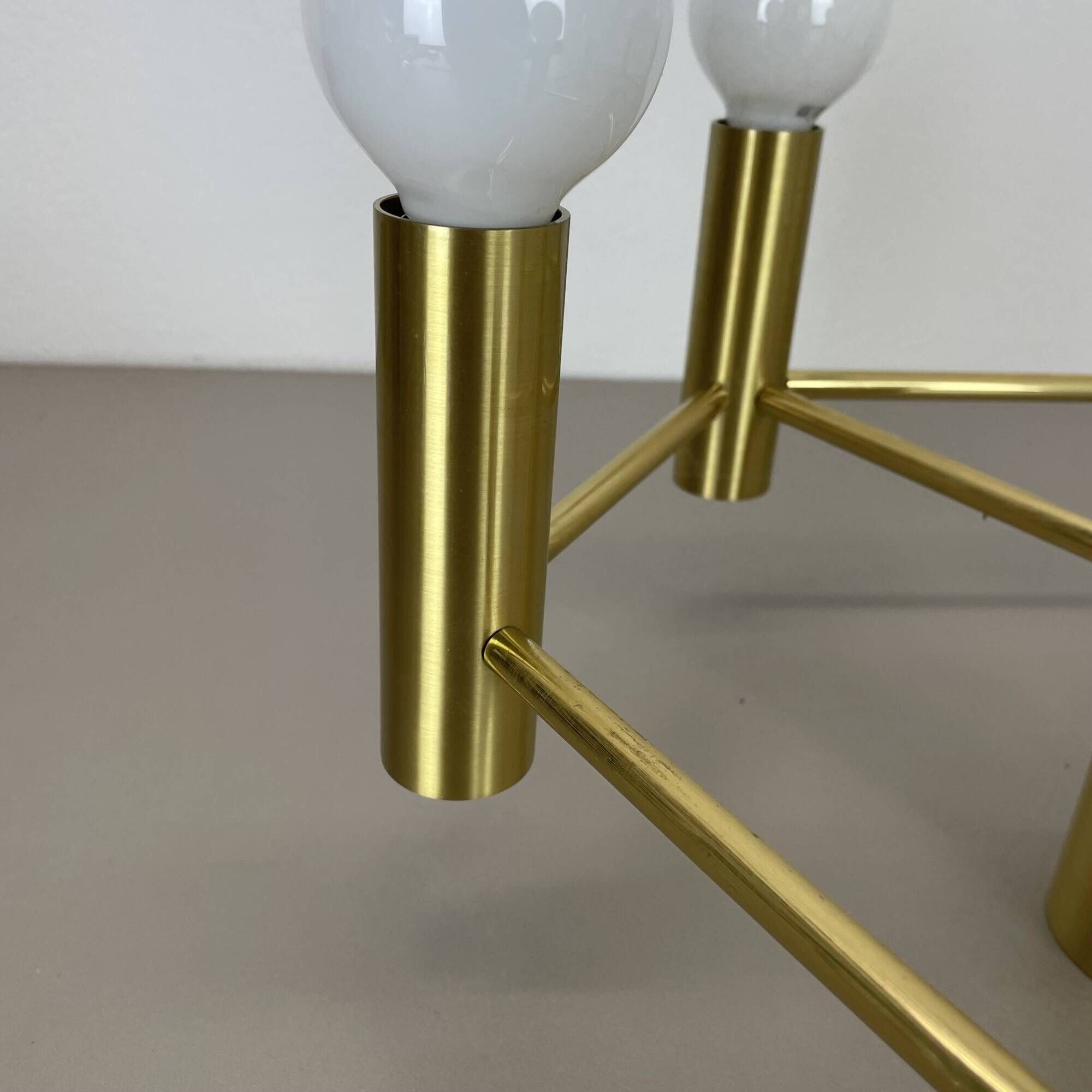 Brass Italian Stilnovo Style Atomic Space Age Ceiling Light Sconces, Italy