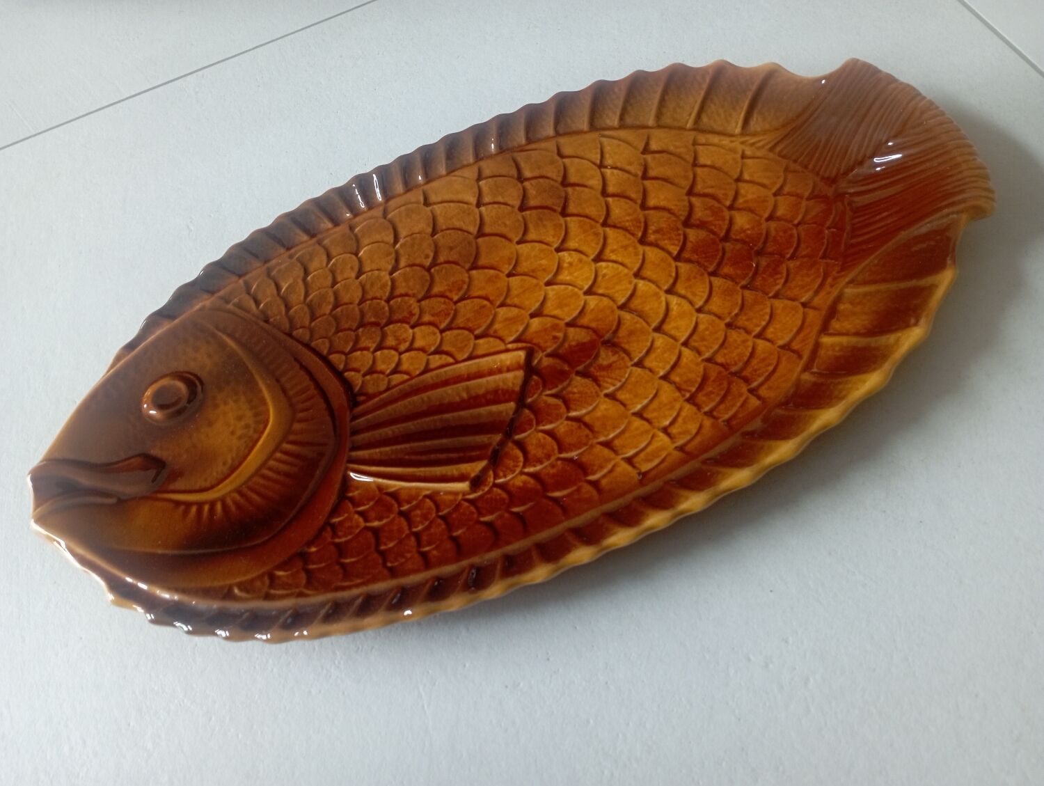 Fish dish Sarreguemines, vintage