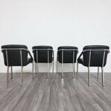 Dining Chairs with Steel and Leather by Mobil Girgi, 1970s, Set of 4