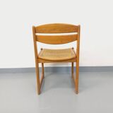 Vintage sleigh chair in beech wood and cane from the 70s and 80s