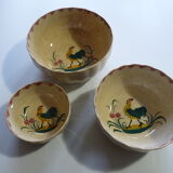 Lot de 3 plats creux au coq faience onnaing