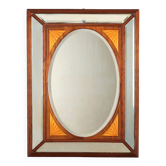 Antique mahogany mirror with maple inlays, England, 19th century.