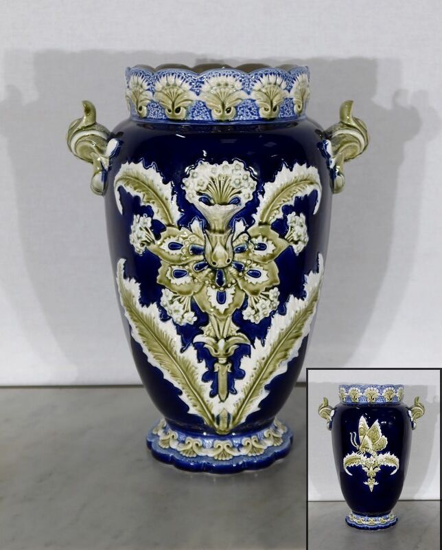 Earthenware vase, faience factory of fives lille - early twentieth century